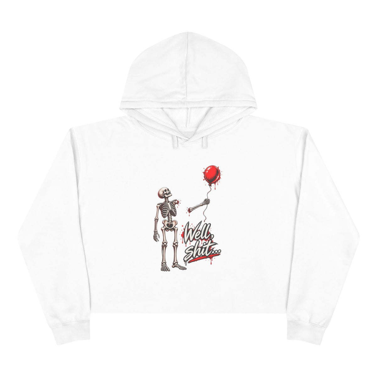 Well, Shit… Skeleton & Red Balloon Crop Hoodie