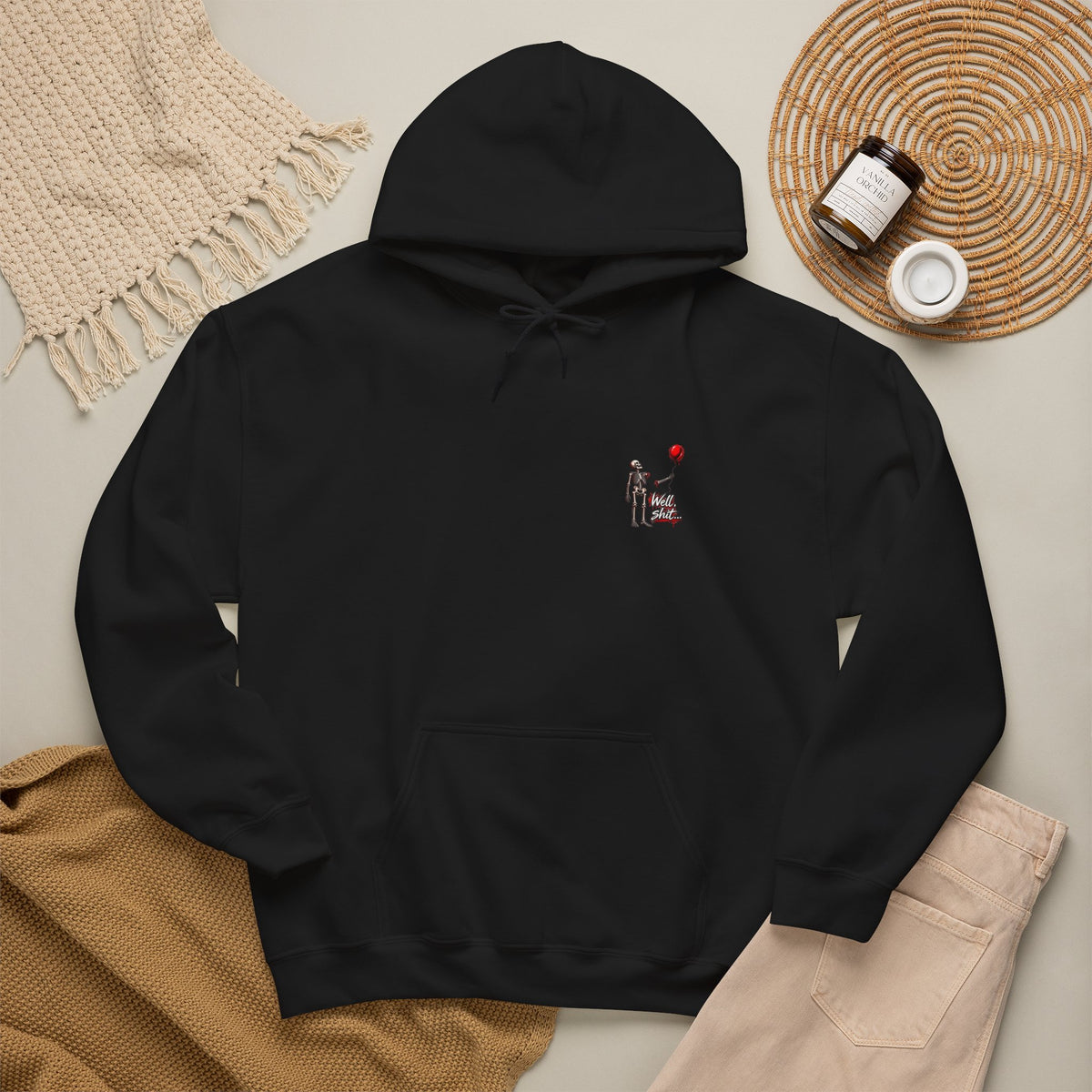 Well, Shit... Skeleton & Red Balloon Hoodie | Unisex Graphic Hoodie