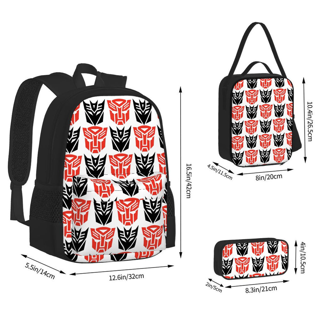 Set of 3 Bags (Oxford Backpack /Lunch Bag /Pencil Pouch) TRANSFORMERS
