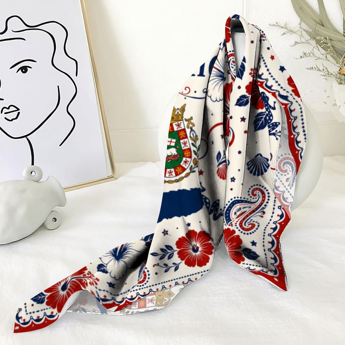 Puerto Rico Floral Satin Bandana | Boricua Heritage Scarf | Puerto Rican Head Scarf | Caribbean Fashion Accessory | Hair Scarf | Neck Scarf | Gift for Boricuas