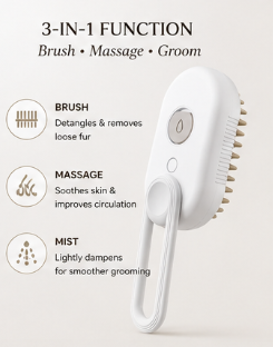 3-in-1 Pet Grooming Brush for Dogs & Cats | Mist Brush