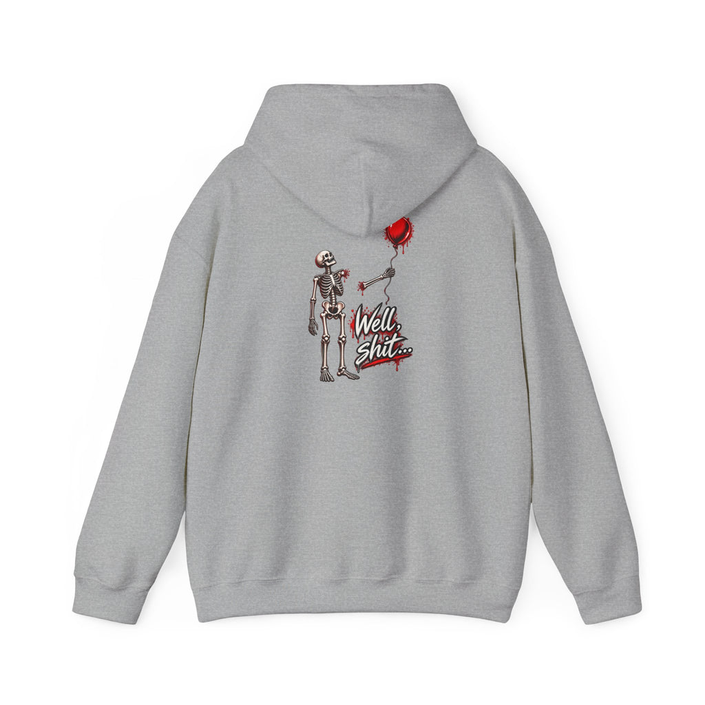 Well, Shit… Skeleton & Red Balloon Hoodie | Unisex Graphic Sweatshirt