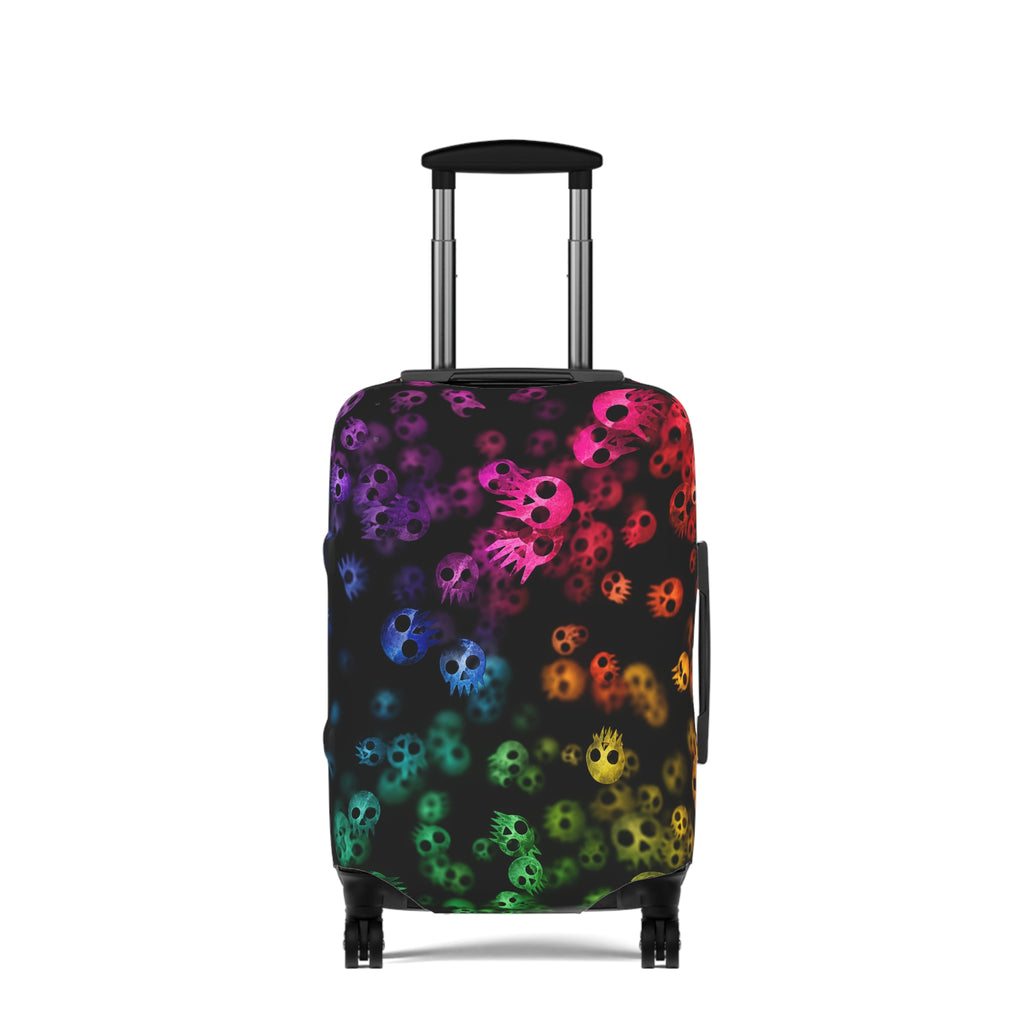 Rainbow Skull Stretch Luggage Cover — Neon Skull Travel Protector