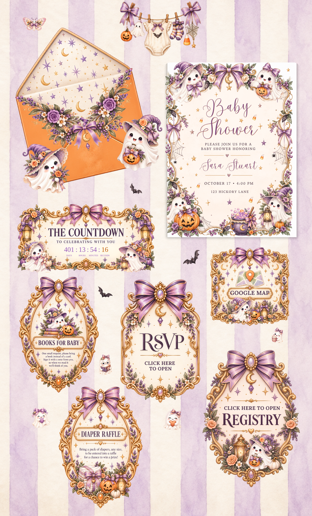 Little Boo Enchantment™ Halloween Baby Shower Website Invitation | Interactive Digital Invite
