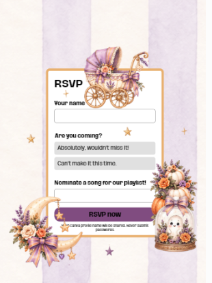Little Boo Enchantment™ Halloween Baby Shower Website Invitation | Interactive Digital Invite