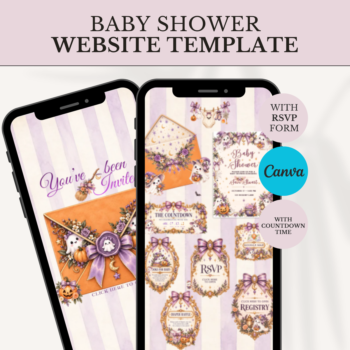 Little Boo Enchantment™ Halloween Baby Shower Website Invitation | Interactive Digital Invite
