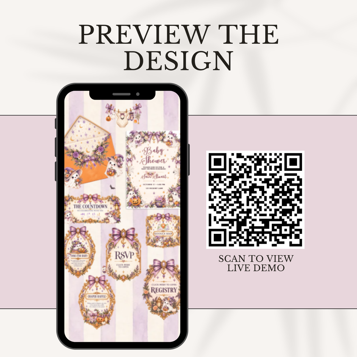 Little Boo Enchantment™ Halloween Baby Shower Website Invitation | Interactive Digital Invite