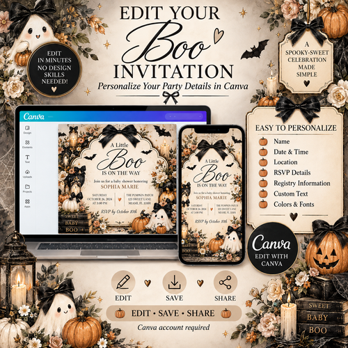 Boo Baby Shower Website Invitation | Interactive Halloween Digital Invite