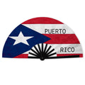 Puerto Rico Flag Folding Hand Fan | Boricua Satin Fan | Puerto Rican Festival & Parade Fan | Lightweight Handheld Cooling Fan