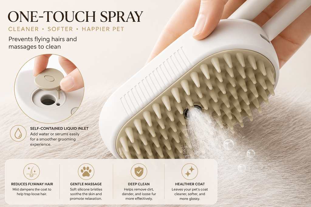 3-in-1 Pet Grooming Brush for Dogs & Cats | Mist Brush