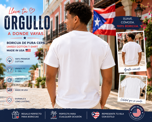 Boricua de Pura Cepa T-Shirt | Puerto Rican Pride Shirt | Unisex Puerto Rico Flag Tee | Made in USA